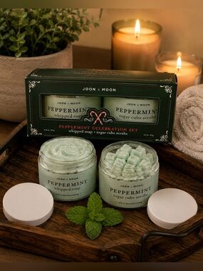 Joon x Moon Peppermint Celebration Set | Whipped Soap + Sugar Cube Scrubs